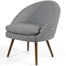 Poltrona Decorativa Fixa Pés Palito Rafa D02 Tressê Linho Cinza C-416 - Lyam Decor