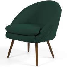 Poltrona Decorativa Fixa Pés Palito Rafa D02 Tressê Linho Verde Musgo C-117 - Lyam Decor