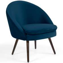 Poltrona Decorativa Fixa Pés Palito Rafa D02 Veludo Azul Oxford C-304 - Lyam Decor