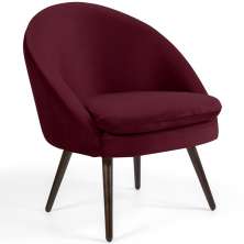 Poltrona Decorativa Fixa Pés Palito Rafa D02 Veludo Marsala C-278 - Lyam Decor