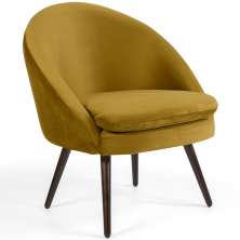 Poltrona Decorativa Fixa Pés Palito Rafa D02 Veludo Mostarda C-279 - Lyam Decor