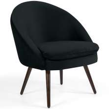Poltrona Decorativa Fixa Pés Palito Rafa D02 Veludo Preto C-300 - Lyam Decor