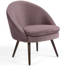 Poltrona Decorativa Fixa Pés Palito Rafa D02 Veludo Rosê C-305 - Lyam Decor