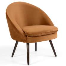 Poltrona Decorativa Fixa Pés Palito Rafa D02 Veludo Telha C-262 - Lyam Decor