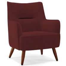 Poltrona Decorativa Fixa Pés de Madeira Isabella D02 Veludo Marsala C-278 - Lyam Decor