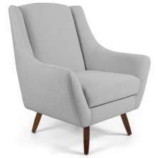 Poltrona Decorativa Fixa Pés de Madeira Juliet D02 Linho Cru D-316 - Lyam Decor
