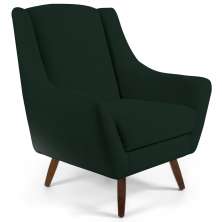 Poltrona Decorativa Fixa Pés de Madeira Juliet D02 Linho Verde C-117 - Lyam Decor
