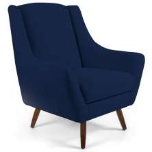 Poltrona Decorativa Fixa Pés de Madeira Juliet D02 Veludo Azul Oxford C-304 - Lyam Decor
