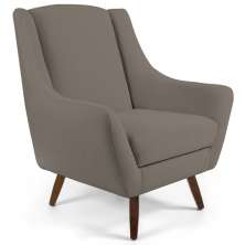 Poltrona Decorativa Fixa Pés de Madeira Juliet D02 Veludo Bege Escuro C-68 - Lyam Decor