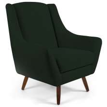 Poltrona Decorativa Fixa Pés de Madeira Juliet D02 Veludo Verde C-303 - Lyam Decor