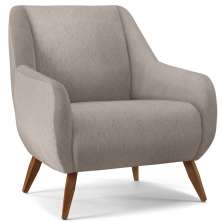 Poltrona Decorativa Fixa Pés de Madeira Paloma D02 Linho Bege C-107 - Lyam Decor
