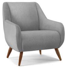 Poltrona Decorativa Fixa Pés de Madeira Paloma D02 Linho Cinza D-315 - Lyam Decor