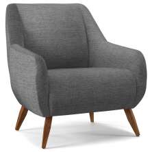 Poltrona Decorativa Fixa Pés de Madeira Paloma D02 Linho Cinza Escuro C-416 - Lyam Decor