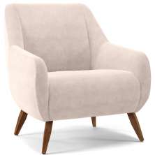 Poltrona Decorativa Fixa Pés de Madeira Paloma D02 Veludo Bege C-309 - Lyam Decor
