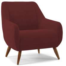 Poltrona Decorativa Fixa Pés de Madeira Paloma D02 Veludo Marsala C-278 - Lyam Decor