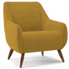 Poltrona Decorativa Fixa Pés de Madeira Paloma D02 Veludo Mostarda C-260 - Lyam Decor