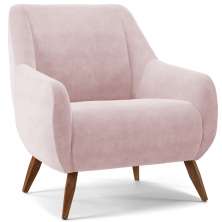 Poltrona Decorativa Fixa Pés de Madeira Paloma D02 Veludo Rosê C-305 - Lyam Decor