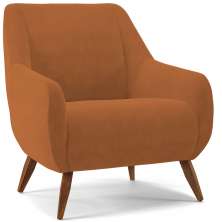 Poltrona Decorativa Fixa Pés de Madeira Paloma D02 Veludo Telha C-262 - Lyam Decor