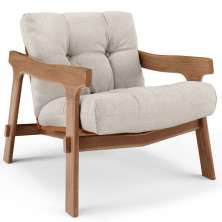 Poltrona Decorativa Fixa Para Sala Living Ikary L02 Canela Linho Cru - Lyam Decor
