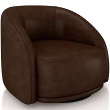 Poltrona Decorativa Giratória Angelina M03 Couríssimo Marrom - Lyam Decor