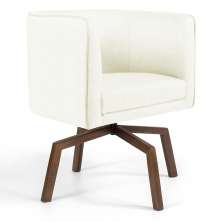 Poltrona Decorativa Giratória Base Ka Betina D02 Corano Bege C-26 - Lyam Decor