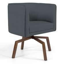 Poltrona Decorativa Giratória Base Ka Betina D02 Corano Cinza C-03 - Lyam Decor