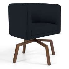 Poltrona Decorativa Giratória Base Ka Betina D02 Corano Preto C-05 - Lyam Decor