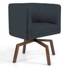 Poltrona Decorativa Giratória Base Ka Betina D02 Linho Chumbo D-465 - Lyam Decor