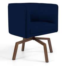 Poltrona Decorativa Giratória Base Ka Betina D02 Veludo Azul Oxford C-304 - Lyam Decor