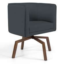 Poltrona Decorativa Giratória Base Ka Betina D02 Veludo Cinza C-317 - Lyam Decor