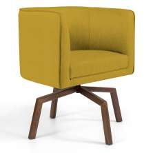 Poltrona Decorativa Giratória Base Ka Betina D02 Veludo Mostarda C-279 - Lyam Decor