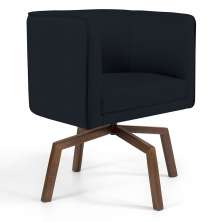 Poltrona Decorativa Giratória Base Ka Betina D02 Veludo Preto C-300 - Lyam Decor