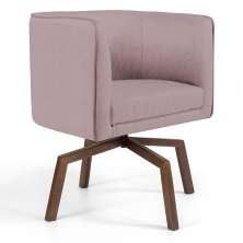 Poltrona Decorativa Giratória Base Ka Betina D02 Veludo Rosê C-305 - Lyam Decor