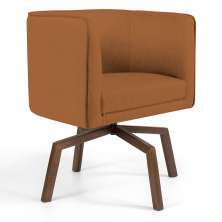Poltrona Decorativa Giratória Base Ka Betina D02 Veludo Telha C-262 - Lyam Decor
