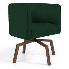 Poltrona Decorativa Giratória Base Ka Betina D02 Veludo Verde Musgo C-303 - Lyam Decor