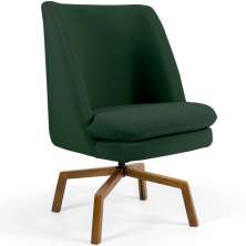 Poltrona Decorativa Giratória Base Ka Castanho Pérsia D02 Linho Verde C-117 - Lyam Decor