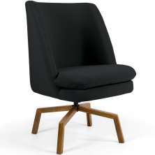 Poltrona Decorativa Giratória Base Ka Castanho Pérsia D02 Veludo Preto B-300 - Lyam Decor