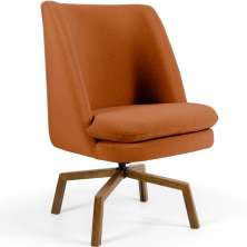 Poltrona Decorativa Giratória Base Ka Castanho Pérsia D02 Veludo Telha B-262 - Lyam Decor