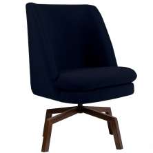 Poltrona Decorativa Giratória Base Ka Pérsia D02 Veludo Azul Marinho B-287 - Lyam Decor