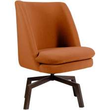 Poltrona Decorativa Giratória Base Ka Pérsia D02 Veludo Telha B-262 - Lyam Decor