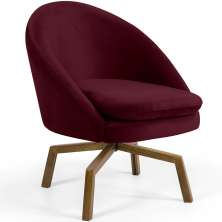 Poltrona Decorativa Giratória Base Ka Rafa D02 Veludo Marsala C-278 - Lyam Decor