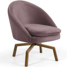 Poltrona Decorativa Giratória Base Ka Rafa D02 Veludo Rosê C-305 - Lyam Decor
