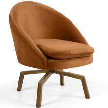 Poltrona Decorativa Giratória Base Ka Rafa D02 Veludo Telha C-262 - Lyam Decor
