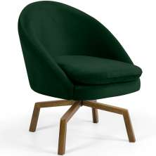 Poltrona Decorativa Giratória Base Ka Rafa D02 Veludo Verde C-303 - Lyam Decor