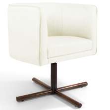 Poltrona Decorativa Giratória Base X Betina D02 Corano Bege C-26 - Lyam Decor
