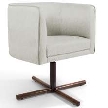 Poltrona Decorativa Giratória Base X Betina D02 Linho Bege C-107 - Lyam Decor