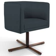 Poltrona Decorativa Giratória Base X Betina D02 Linho Chumbo D-465 - Lyam Decor
