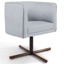 Poltrona Decorativa Giratória Base X Betina D02 Linho Cinza D-315 - Lyam Decor