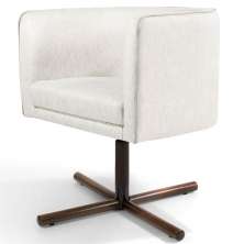 Poltrona Decorativa Giratória Base X Betina D02 Linho Creme A-48 - Lyam Decor