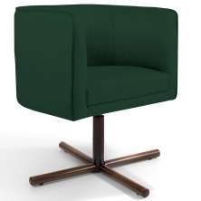 Poltrona Decorativa Giratória Base X Betina D02 Linho Verde Musgo C-117 - Lyam Decor